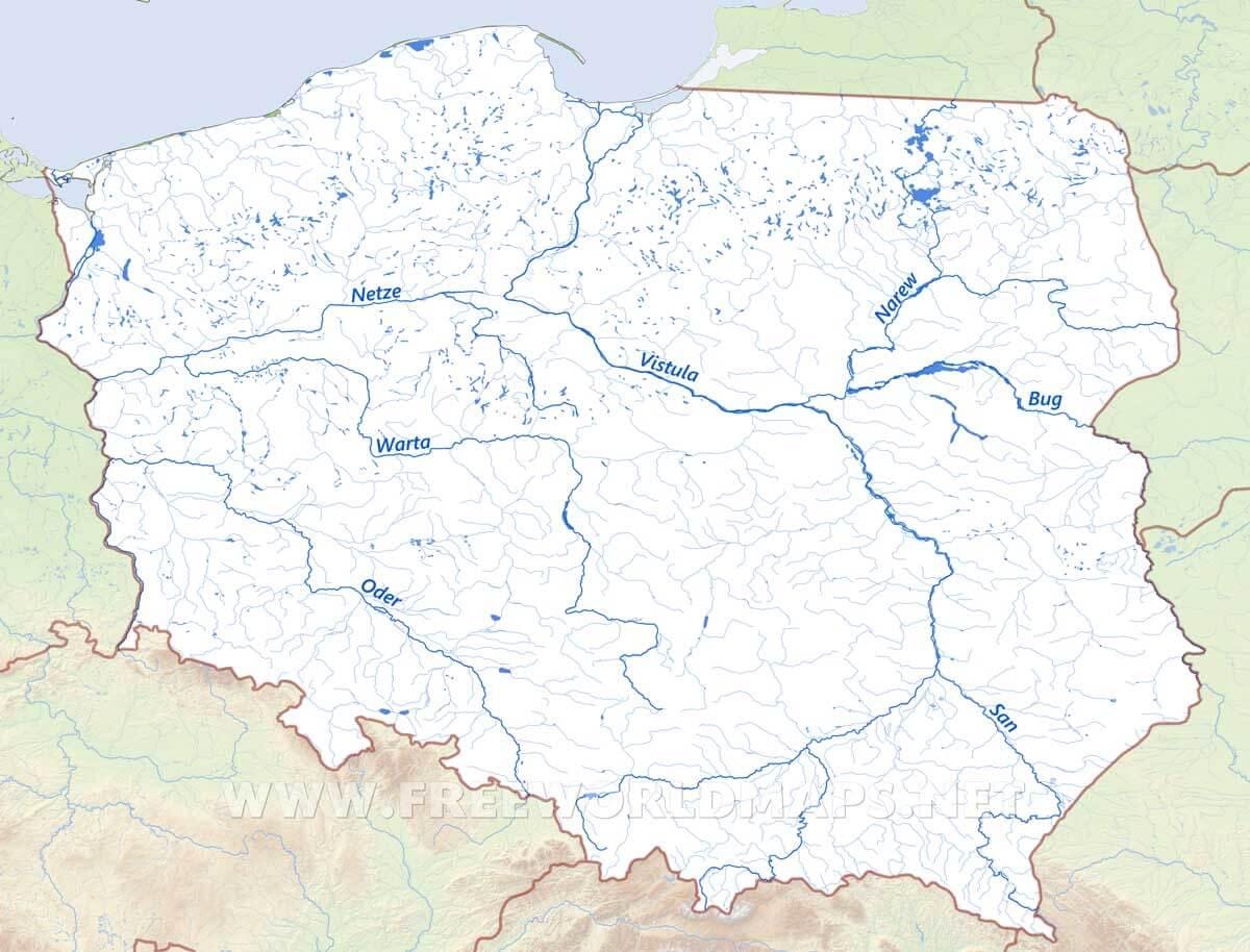 карта Польши рек