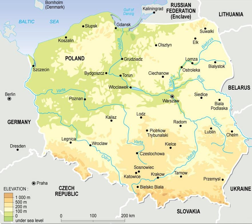 топографическая карта Польши