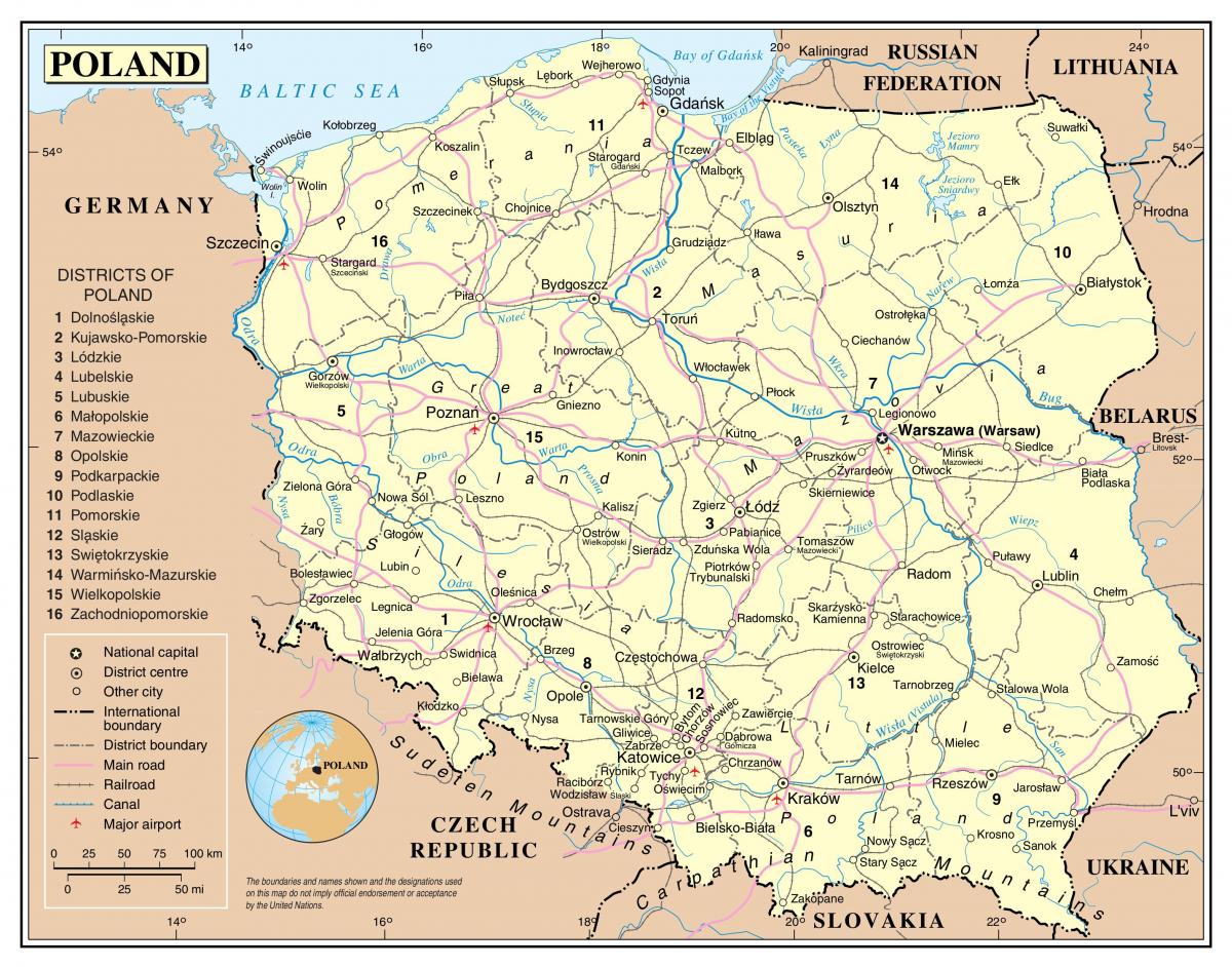 карта Польши транспорта