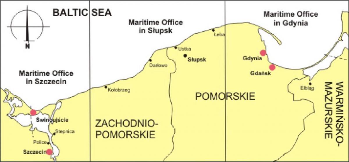 карта Польши порты