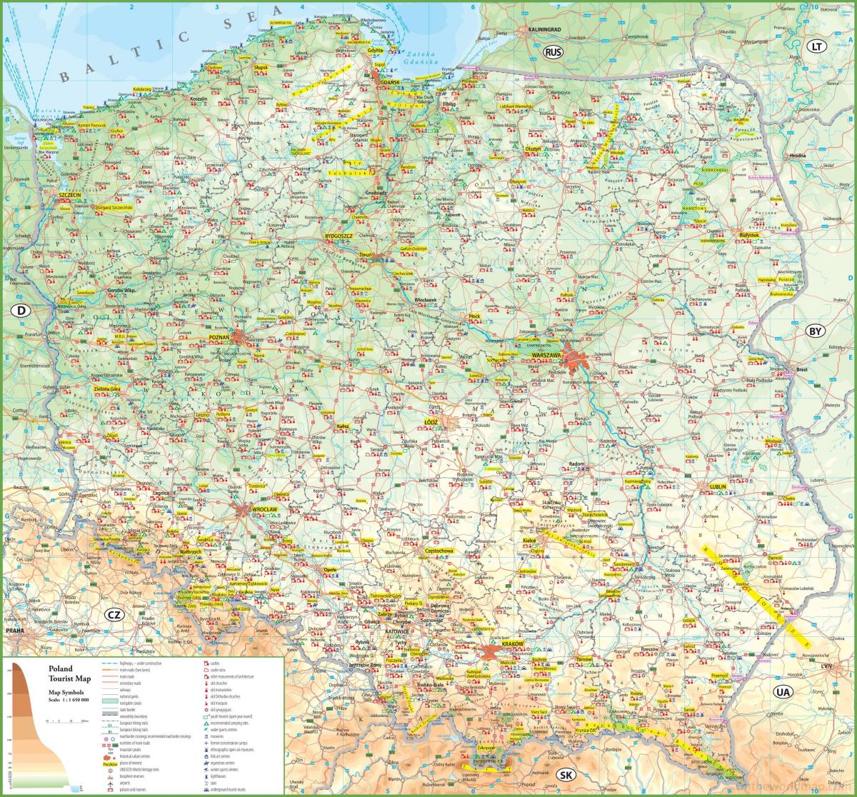 Польша достопримечательности карта