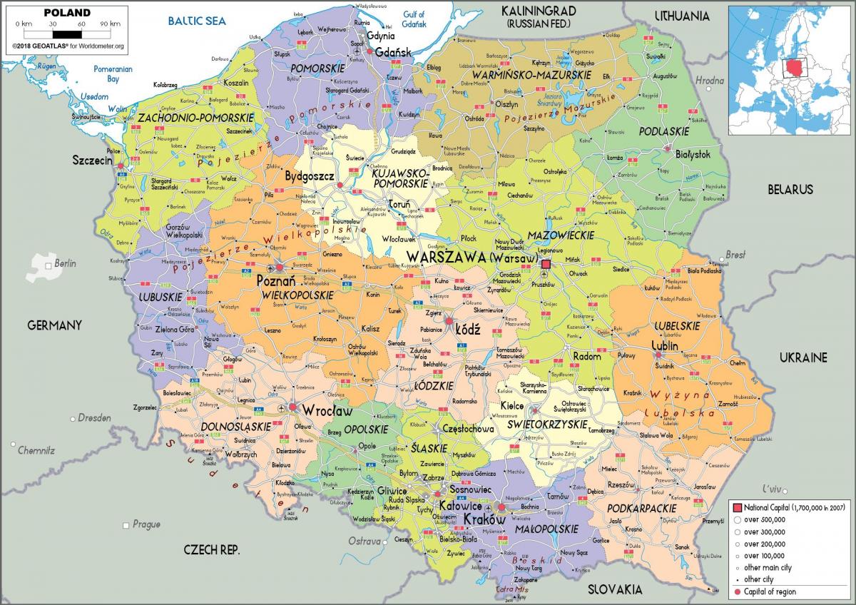 Польша и соседние страны карте