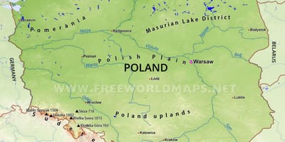 Карта Польши горы