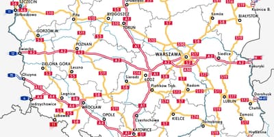 Карта автомобильных дорог Польши