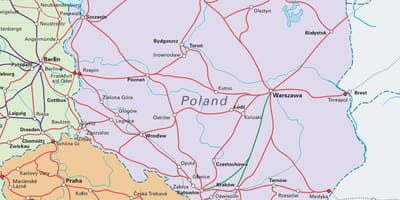 Карта Польши на поезде