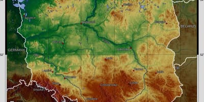 Карта Польши высоте