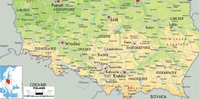Карта Южной Польши