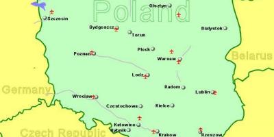 Карта Польши показывает аэропортов